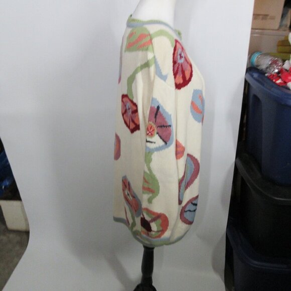 Anne Klein Women's Crochet Style Floral Cardigan Sweater Medium - Picture 5 of 7